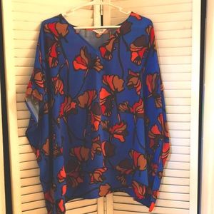 Flowy Fall Royal Floral Jardin Crosby by Mollie Burch Top Sz M